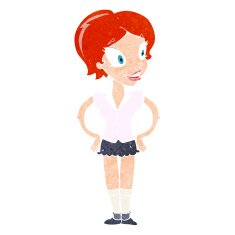 cartoon happy woman in short skirt N11