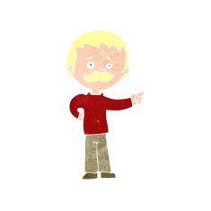 cartoon man with mustache pointing N33