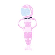cartoon female astronaut N34