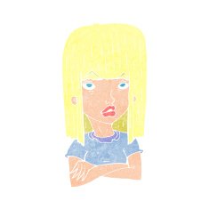 cartoon girl with folded arms N11