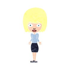 cartoon woman shrugging shoulders N549