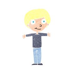 cartoon happy boy with open arms N22
