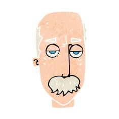 cartoon bored old man N21