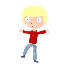 cartoon startled boy N40
