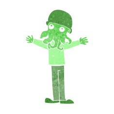 cartoon alien squid face man N11
