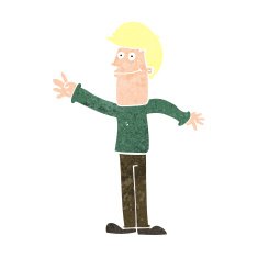cartoon happy man waving N43