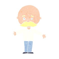cartoon bald man with open arms N11