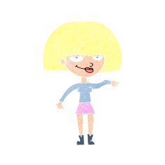 cartoon smug woman making dismissive gesture N11