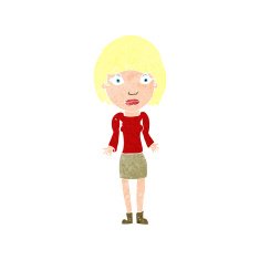 cartoon woman shrugging shoulders N552