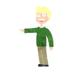 cartoon man pointing and laughing N46