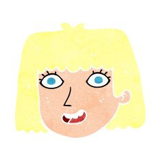 cartoon happy female face N211