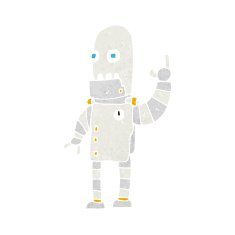 cartoon waving robot N24