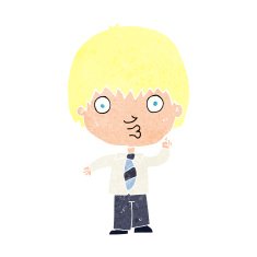 cartoon school boy answering question N56