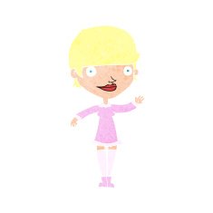 cartoon waving woman N163