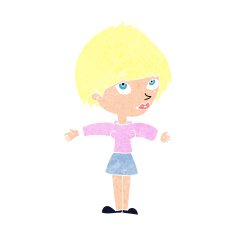 cartoon woman with open arms N112