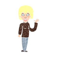 cartoon shocked woman waving hand N12