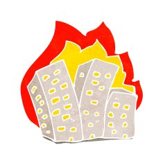 cartoon burning buildings N12