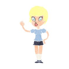 cartoon pretty girl waving N36