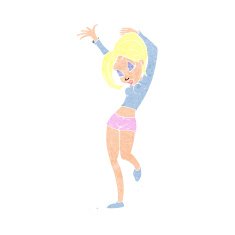 cartoon pretty woman dancing N21