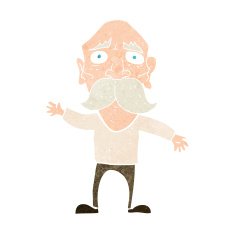 cartoon worried old man N23