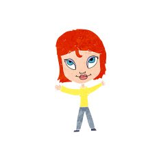 cartoon happy woman waving arms N13