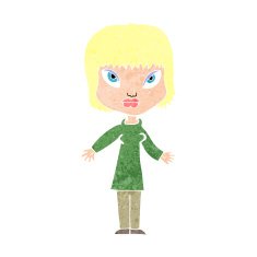cartoon woman with open arms N114