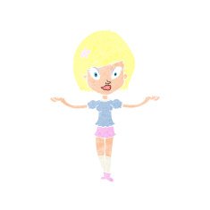 cartoon woman making balancing gesture N12