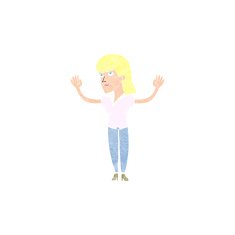 cartoon woman throwing hands in air N11