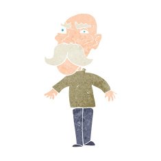 cartoon angry old man N175