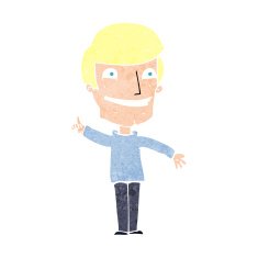 cartoon grinning man with idea N11