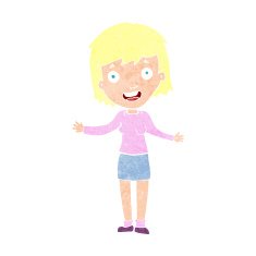cartoon excited woman N160