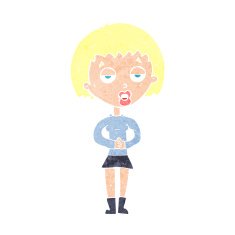 cartoon bored woman waiting N10