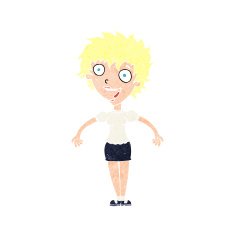 cartoon excited woman N161