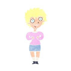 cartoon excited woman N162