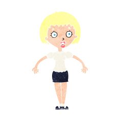 cartoon confused woman shrugging shoulders N11