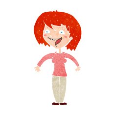 cartoon excited woman N163