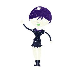 cartoon vampire girl waving N12