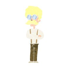 cartoon hipster man with mustache and spectacles N12