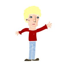 cartoon worried man reaching out N21