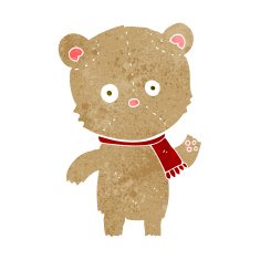 cartoon waving teddy bear N37