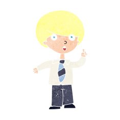 cartoon school boy answering question N57