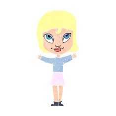 cartoon woman with open arms N115