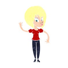 Cartoon Woman Waving N395