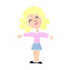 cartoon woman with open arms N116