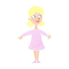 cartoon woman with open arms N117