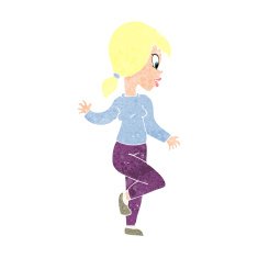 Cartoon Woman Waving N396