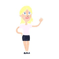 Cartoon Woman Waving N397