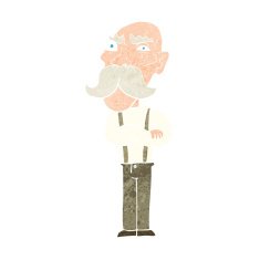 cartoon angry old man N177