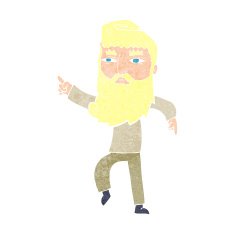 cartoon bearded man pointing the way N11