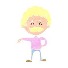 cartoon man making camp gesture N36